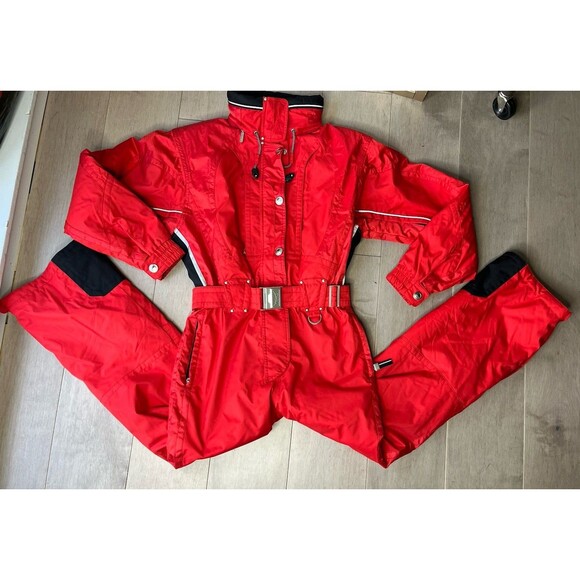 Marker Luxurious Ski Snow Snowboard Suit Womens Sz 6 S M One Piece Insulated Red - Picture 1 of 12